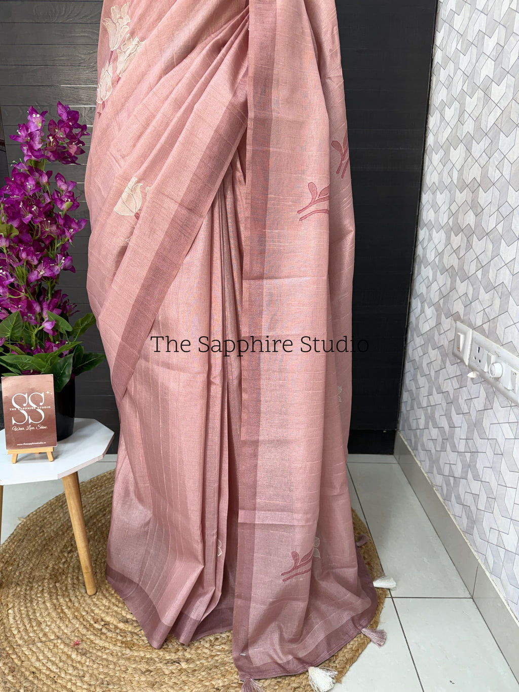 Blush Mist Tissue Linen Saree