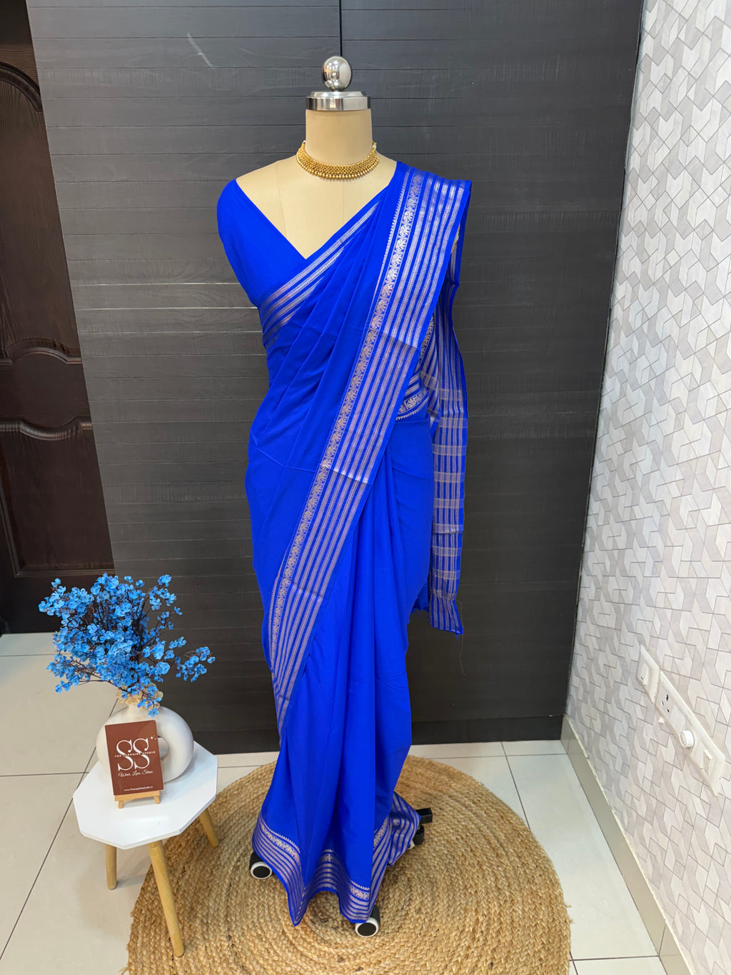 Mysore Semi crepe saree - Blue
