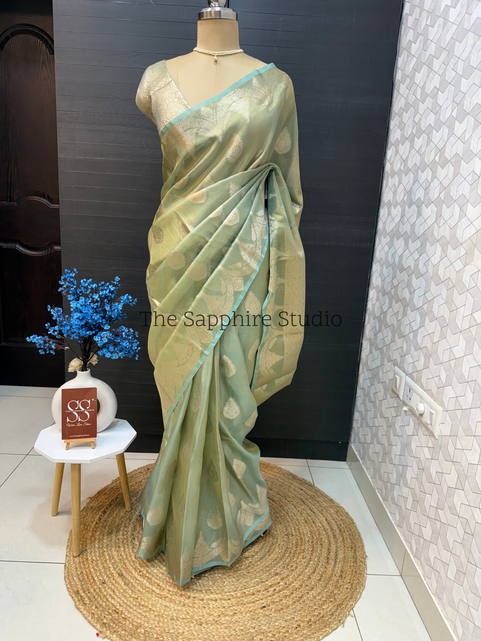 Banarasi Tissue Saree - Sea Green