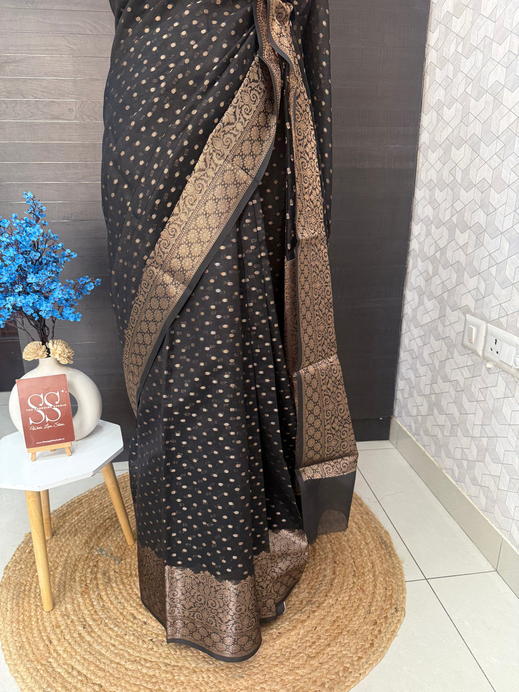 Black Katan silk saree