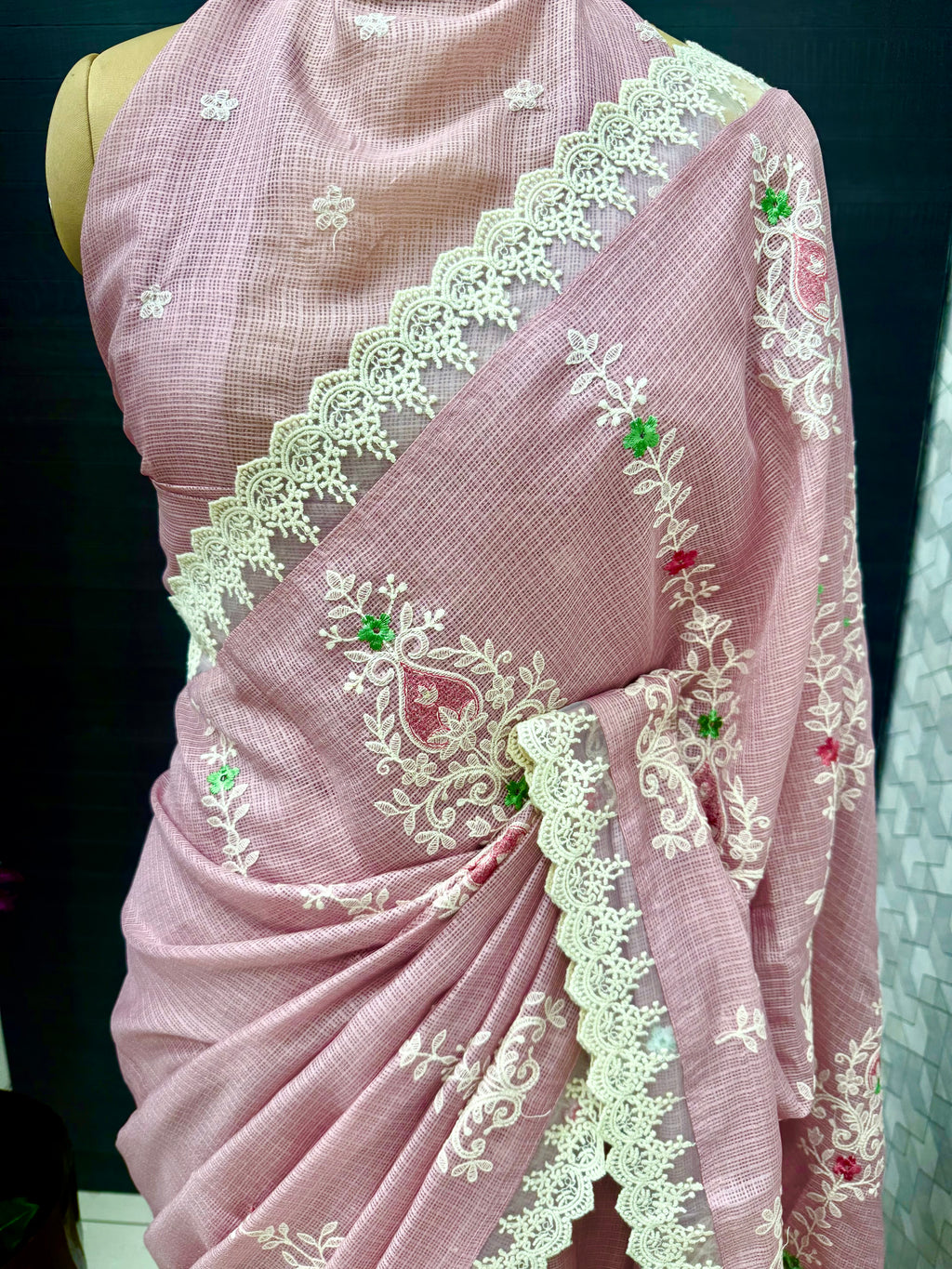 Kota hand embroidery saree