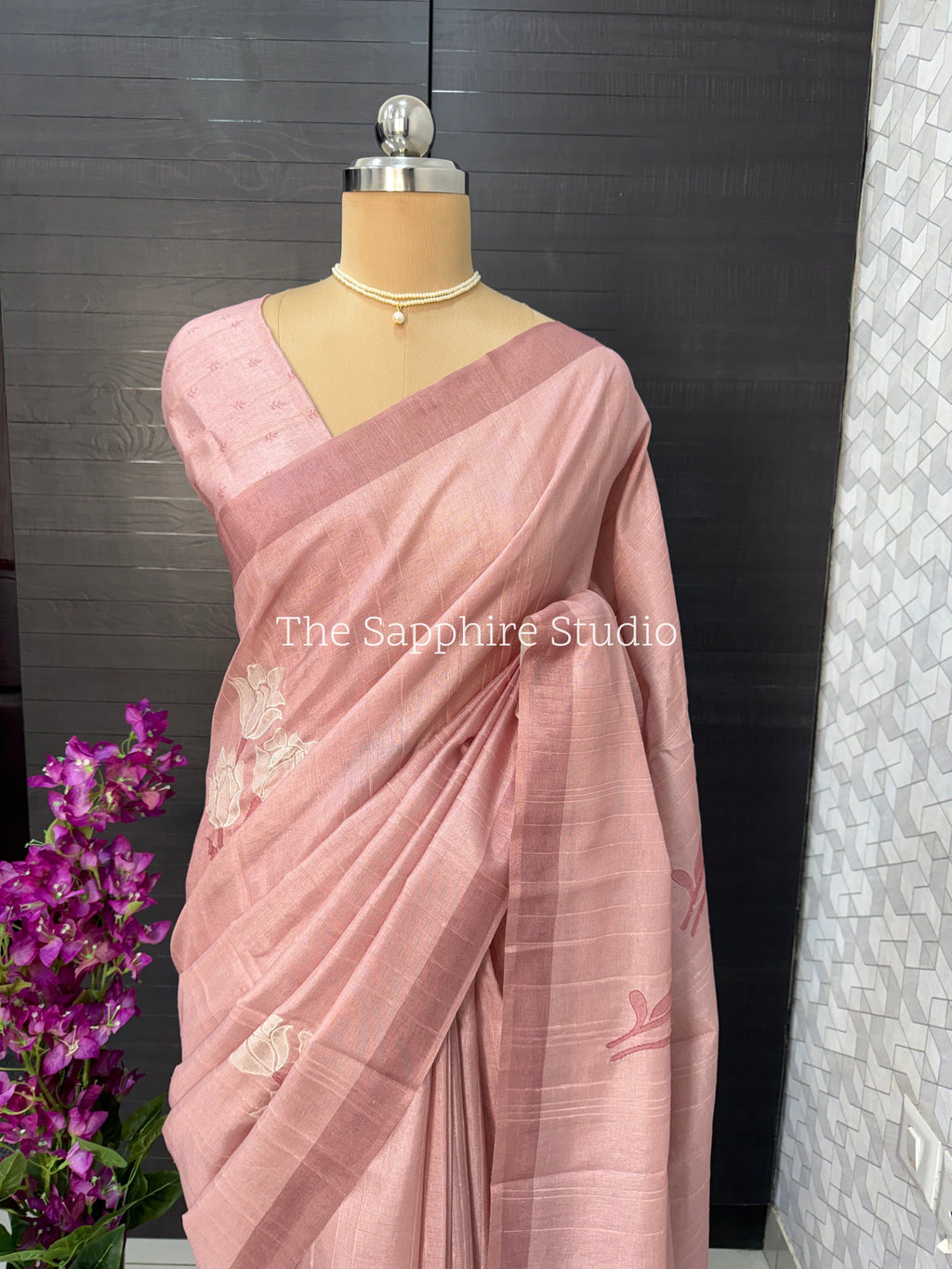 Blush Mist Tissue Linen Saree