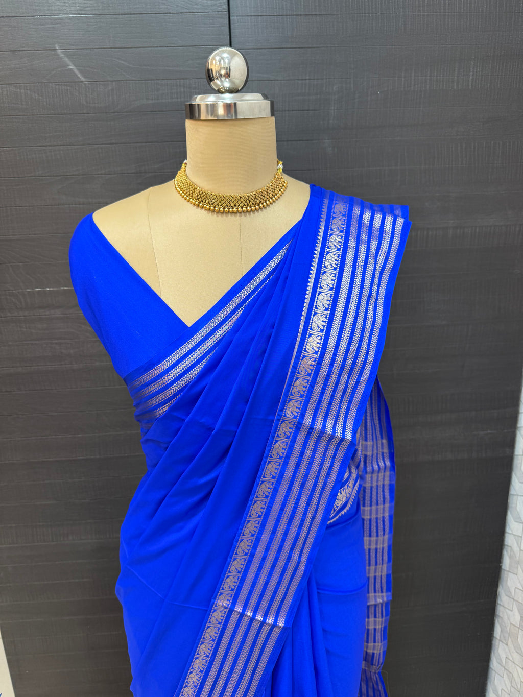 Mysore Semi crepe saree - Blue