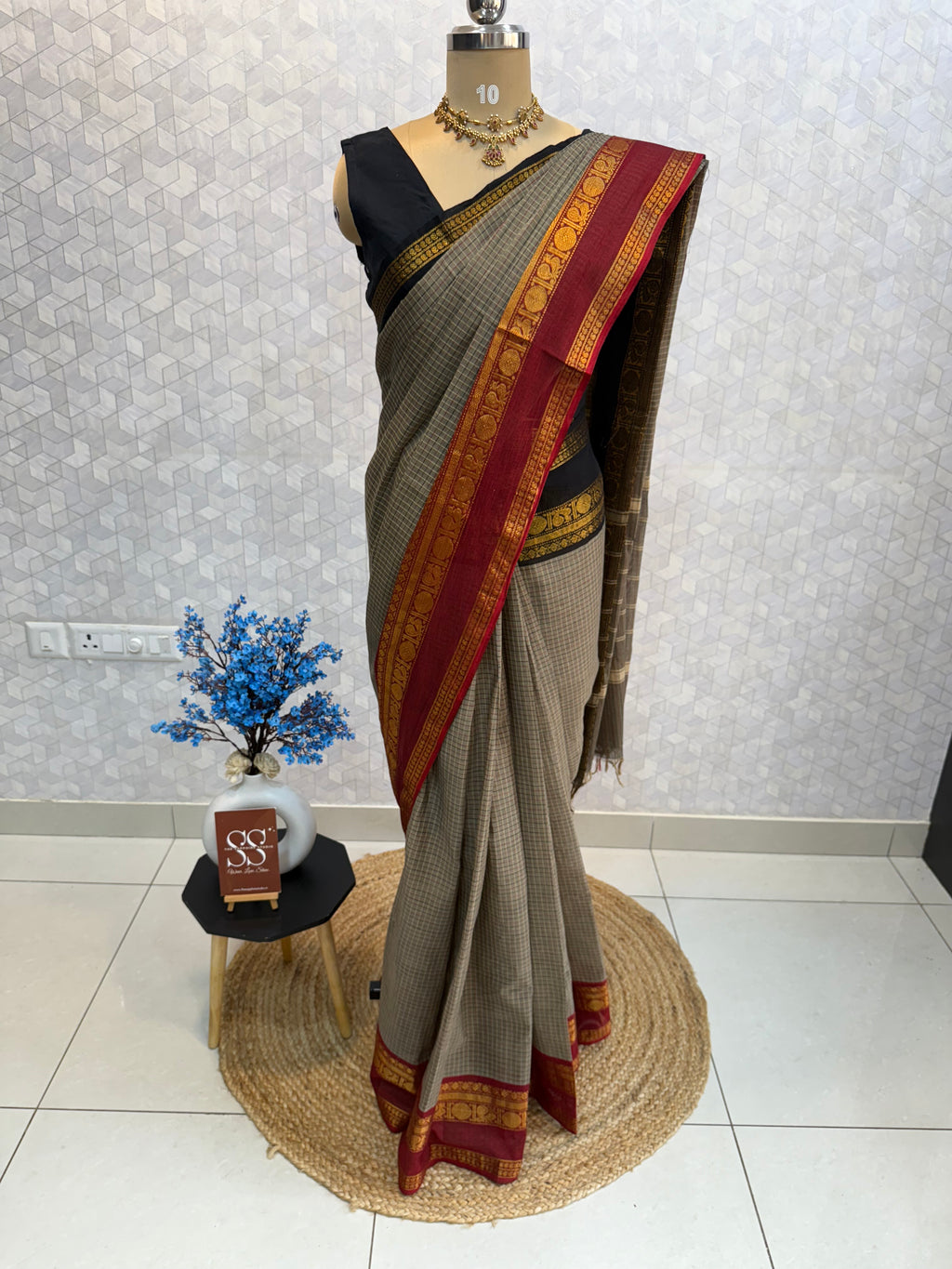 Kanchi cotton saree with Ganga Jamuna border (Pre-booking)