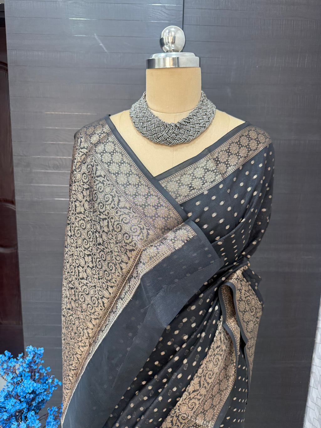 Black Katan silk saree