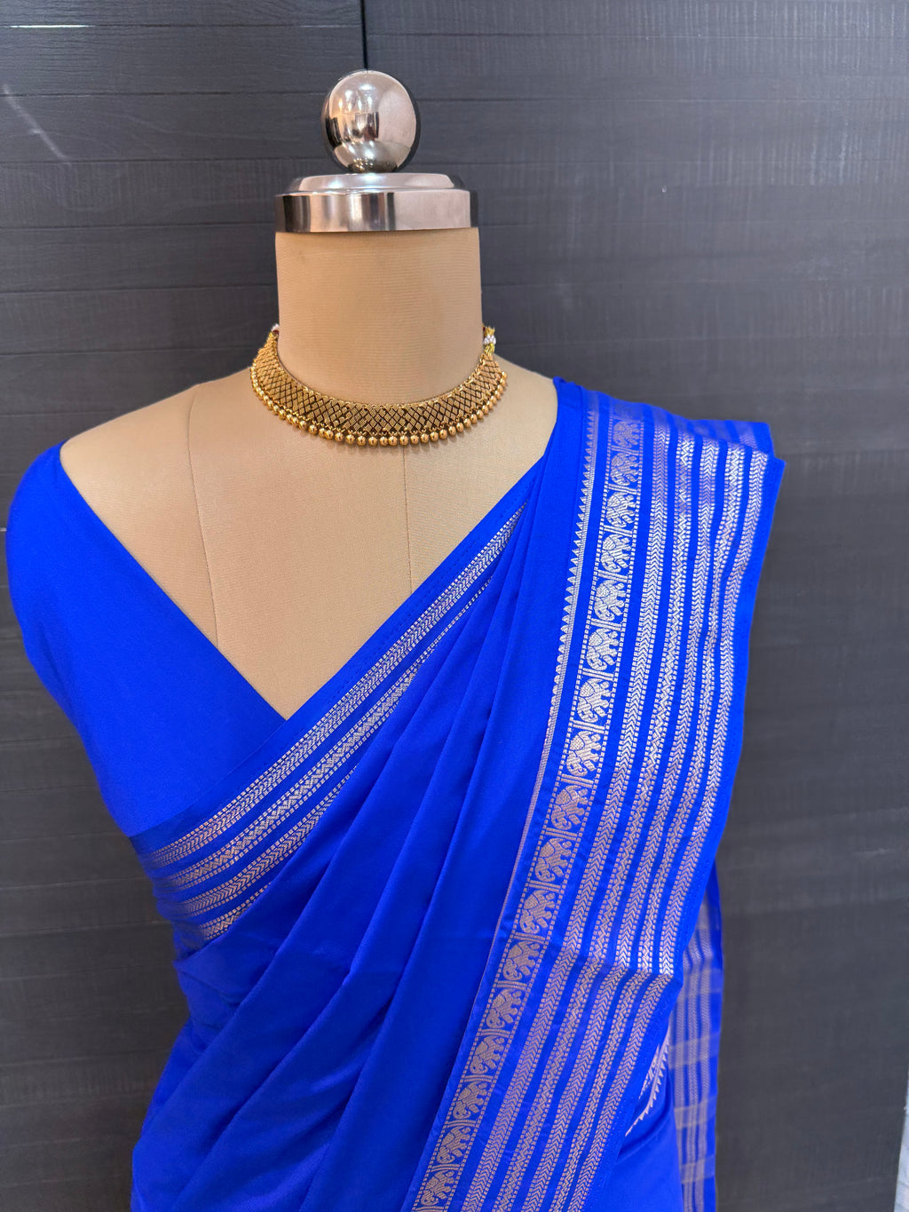 Mysore Semi crepe saree - Blue
