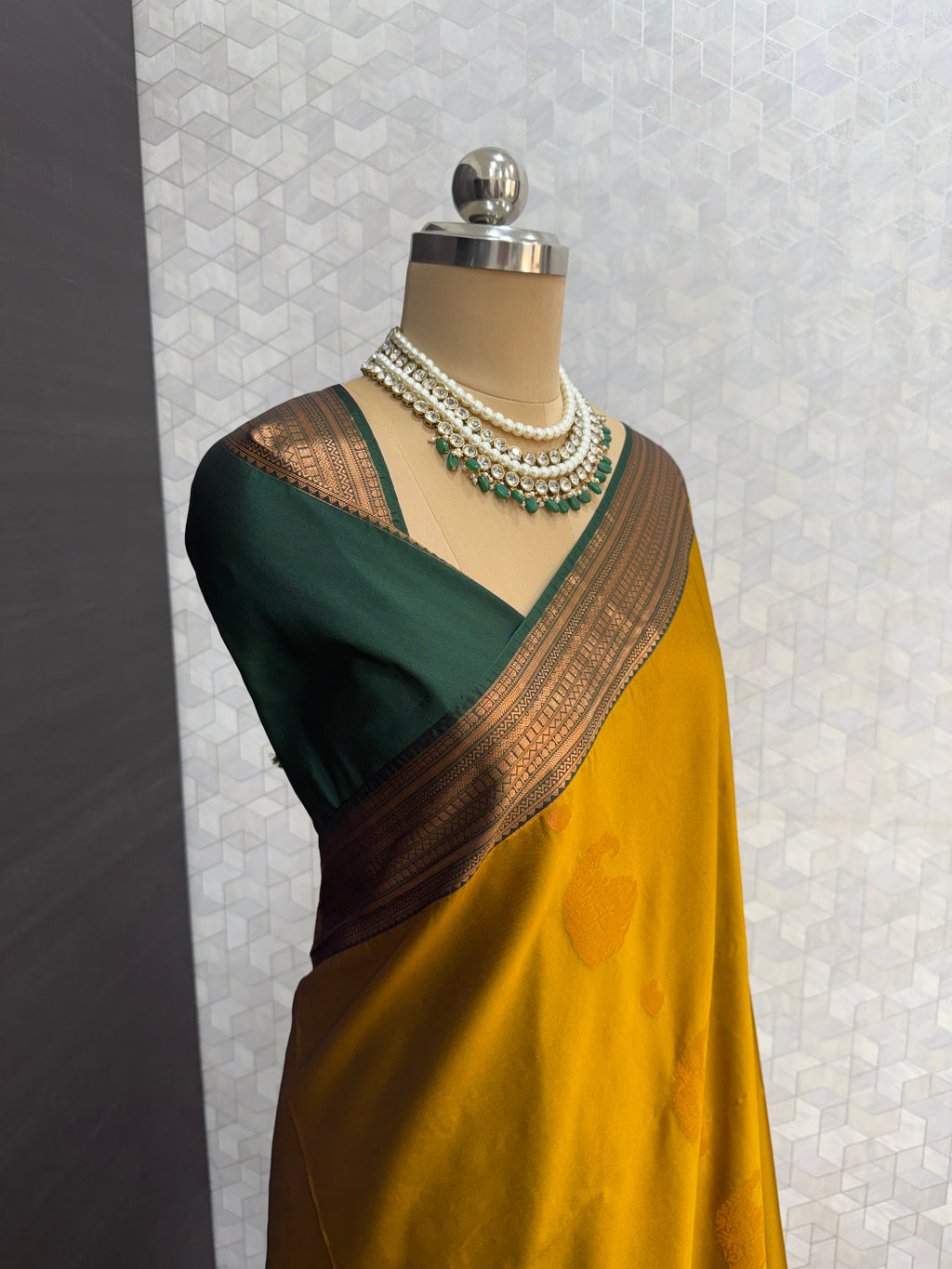 Mustard Yellow with Deep Green Border