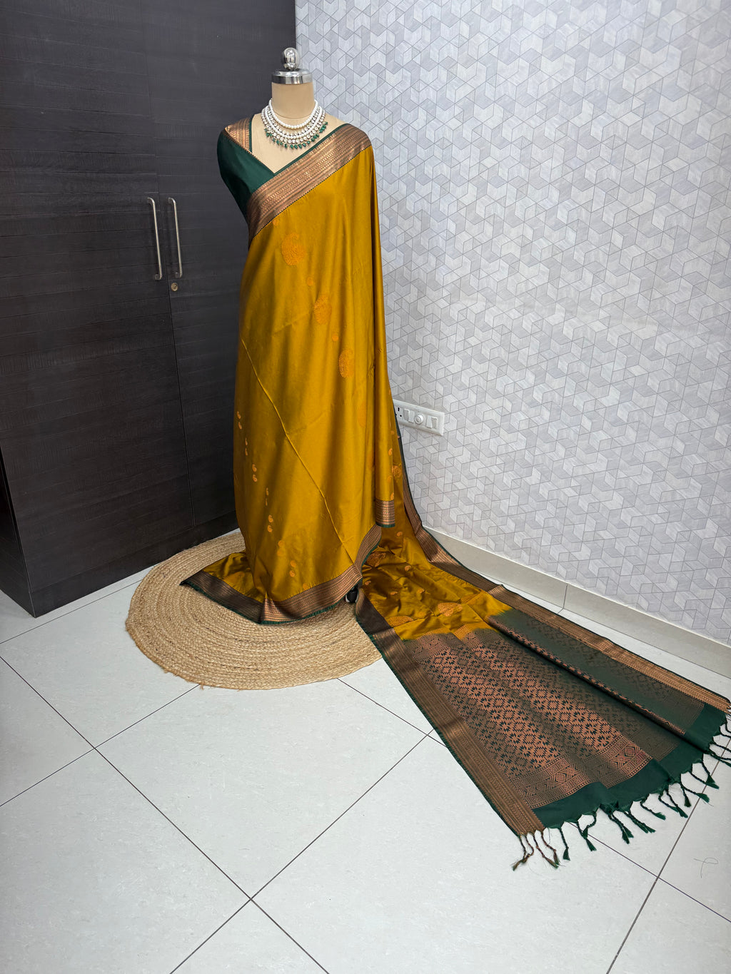 Mustard Yellow with Deep Green Border