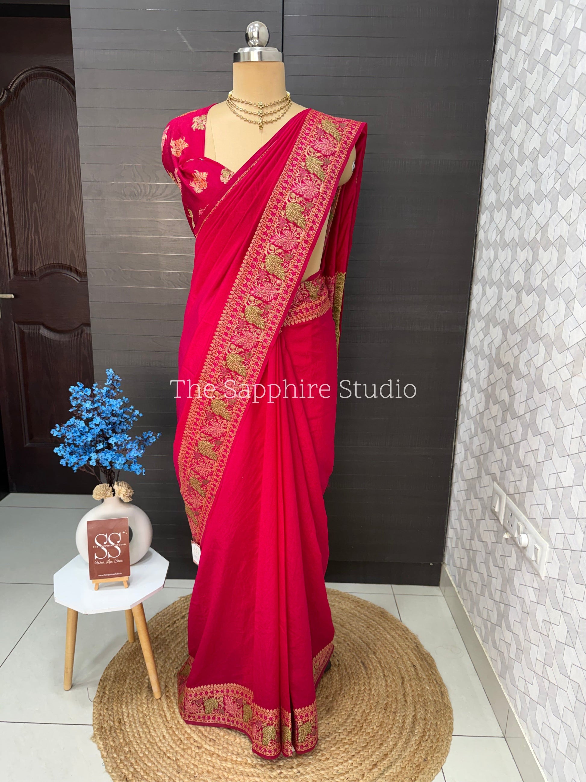 Rani Pink Banarasi Georgette Saree