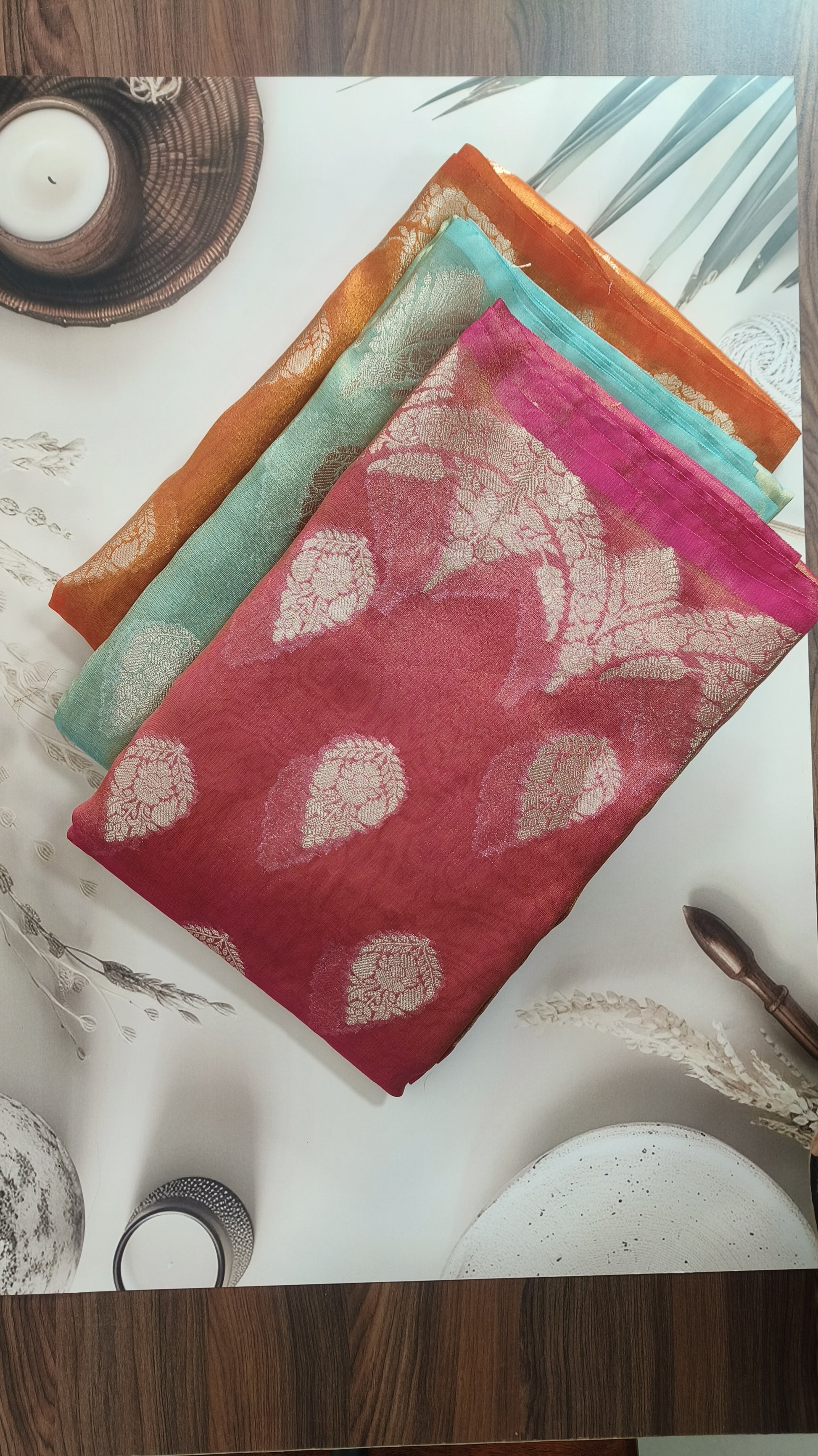 Banarasi Tissue Saree - Bright Pink