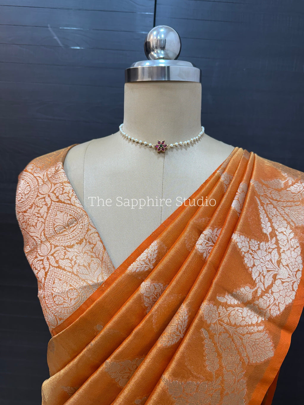 Banarasi Tissue Saree - Orange