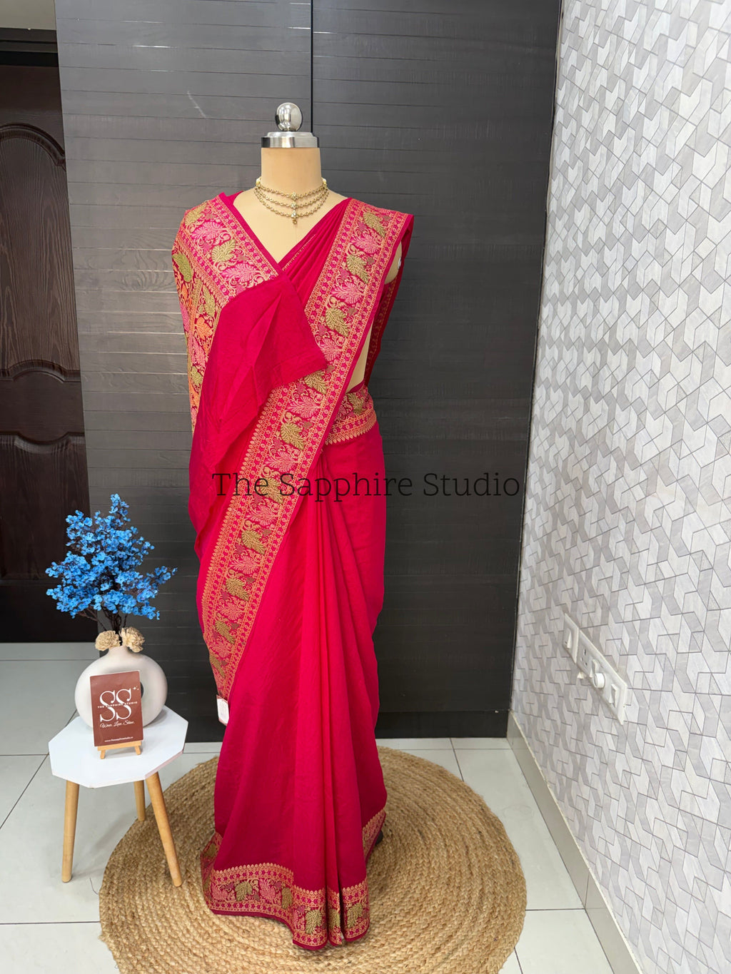 Rani Pink Banarasi Georgette Saree