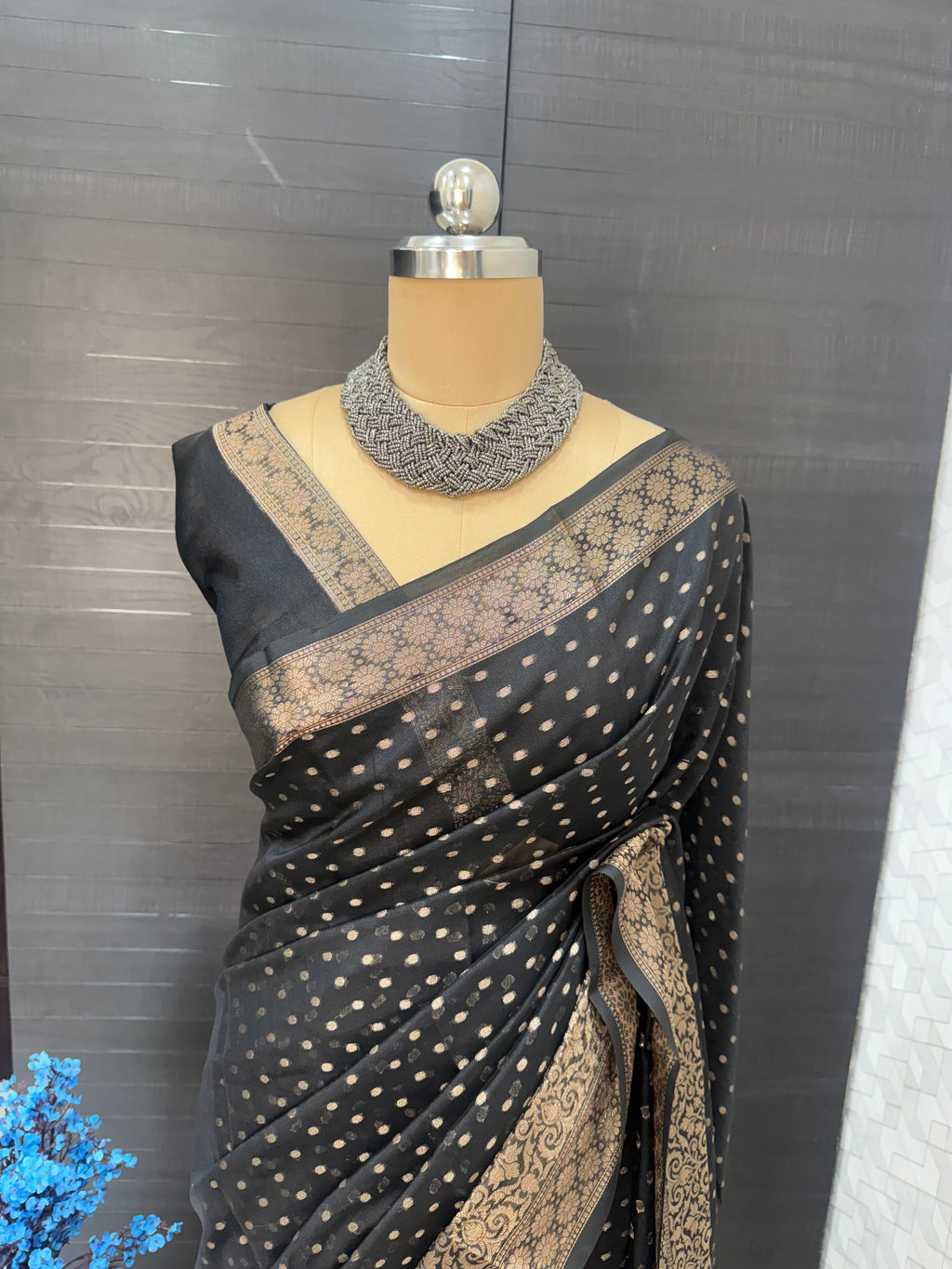 Black Katan silk saree
