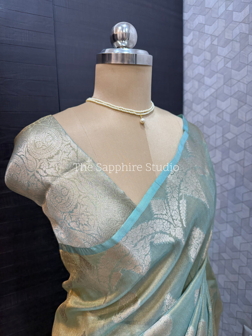 Banarasi Tissue Saree - Sea Green