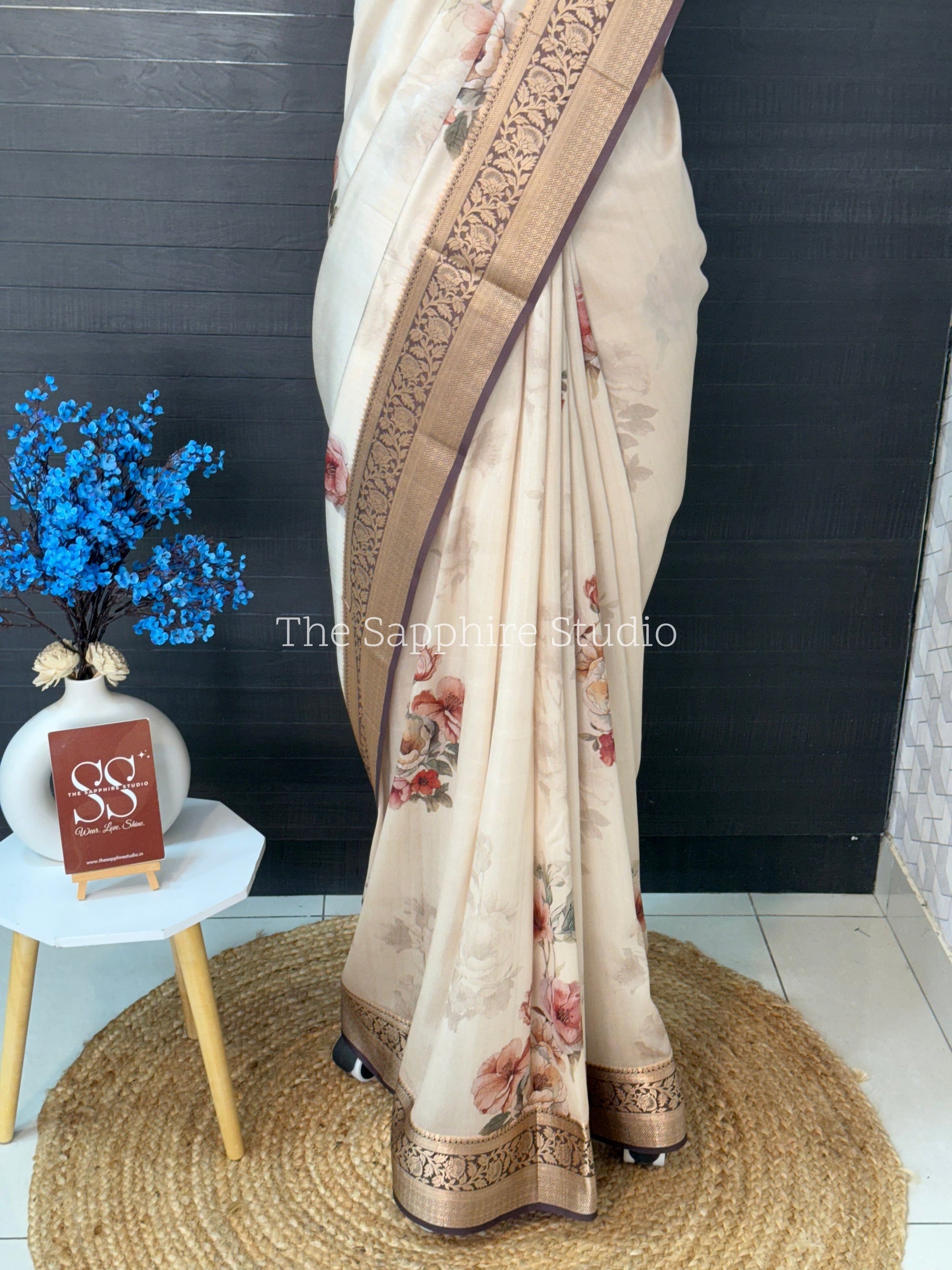 Tussar Buttery Silk Saree with Floral Digital Prints