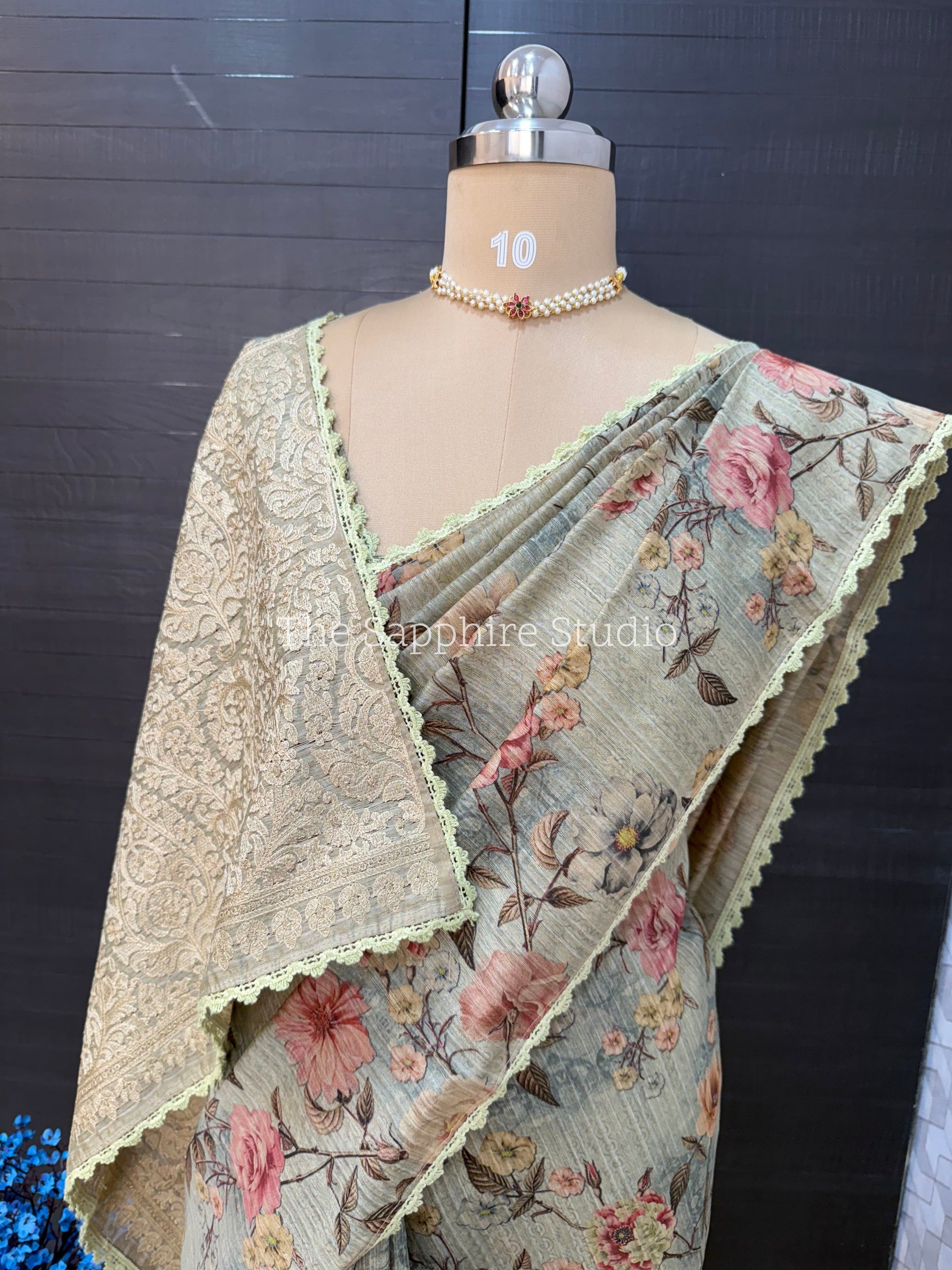 Floral Digital print Tussar saree