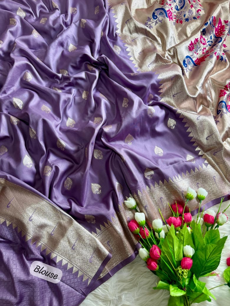 Purple Paithani Saree with Muniya Border & Meena Pallu ✨