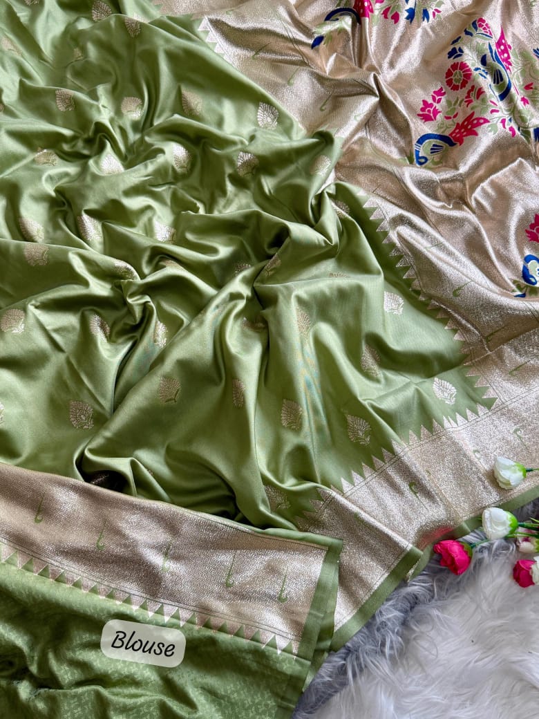 Green Paithani Saree with Muniya Border & Meena Pallu ✨