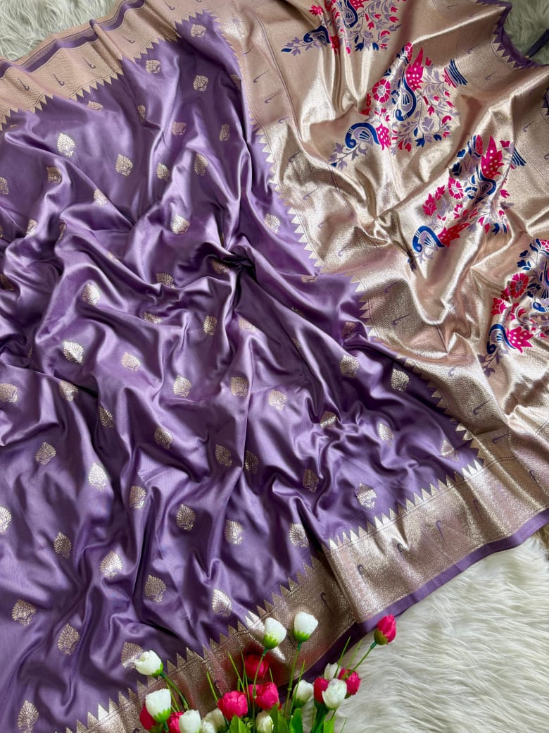 Purple Paithani Saree with Muniya Border & Meena Pallu ✨