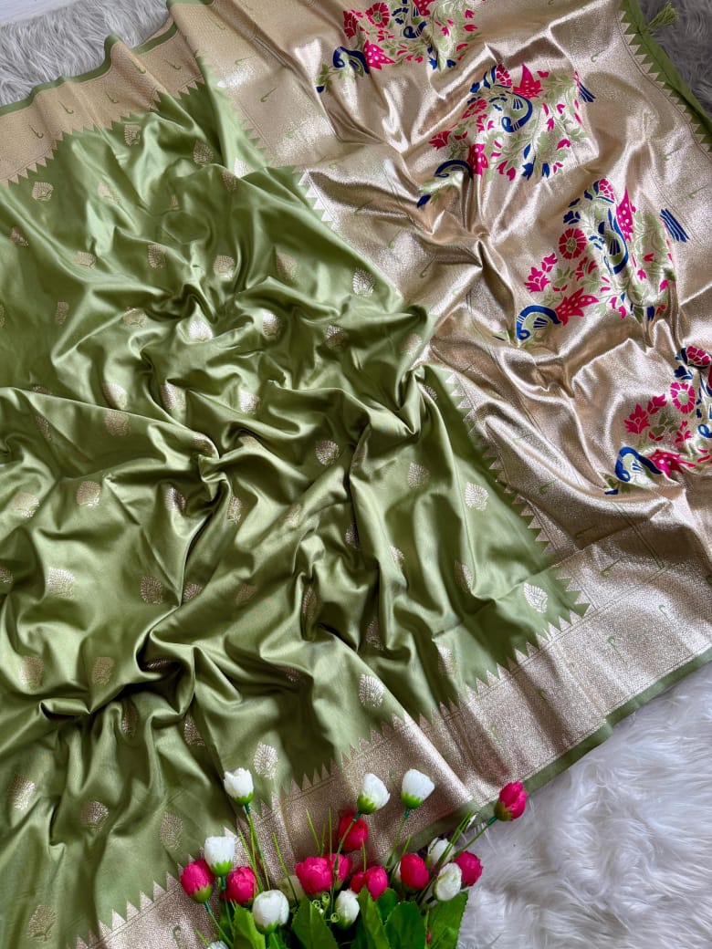 Green Paithani Saree with Muniya Border & Meena Pallu ✨