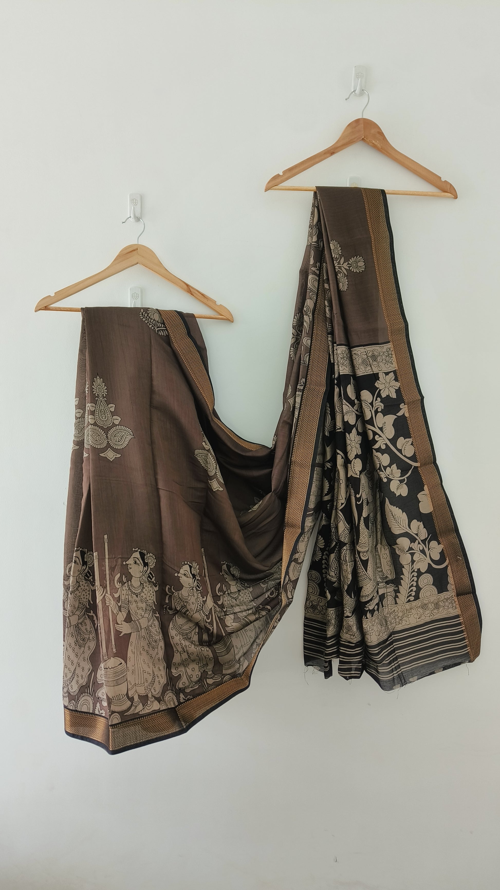 Grey Kalamkari Mashru silk saree