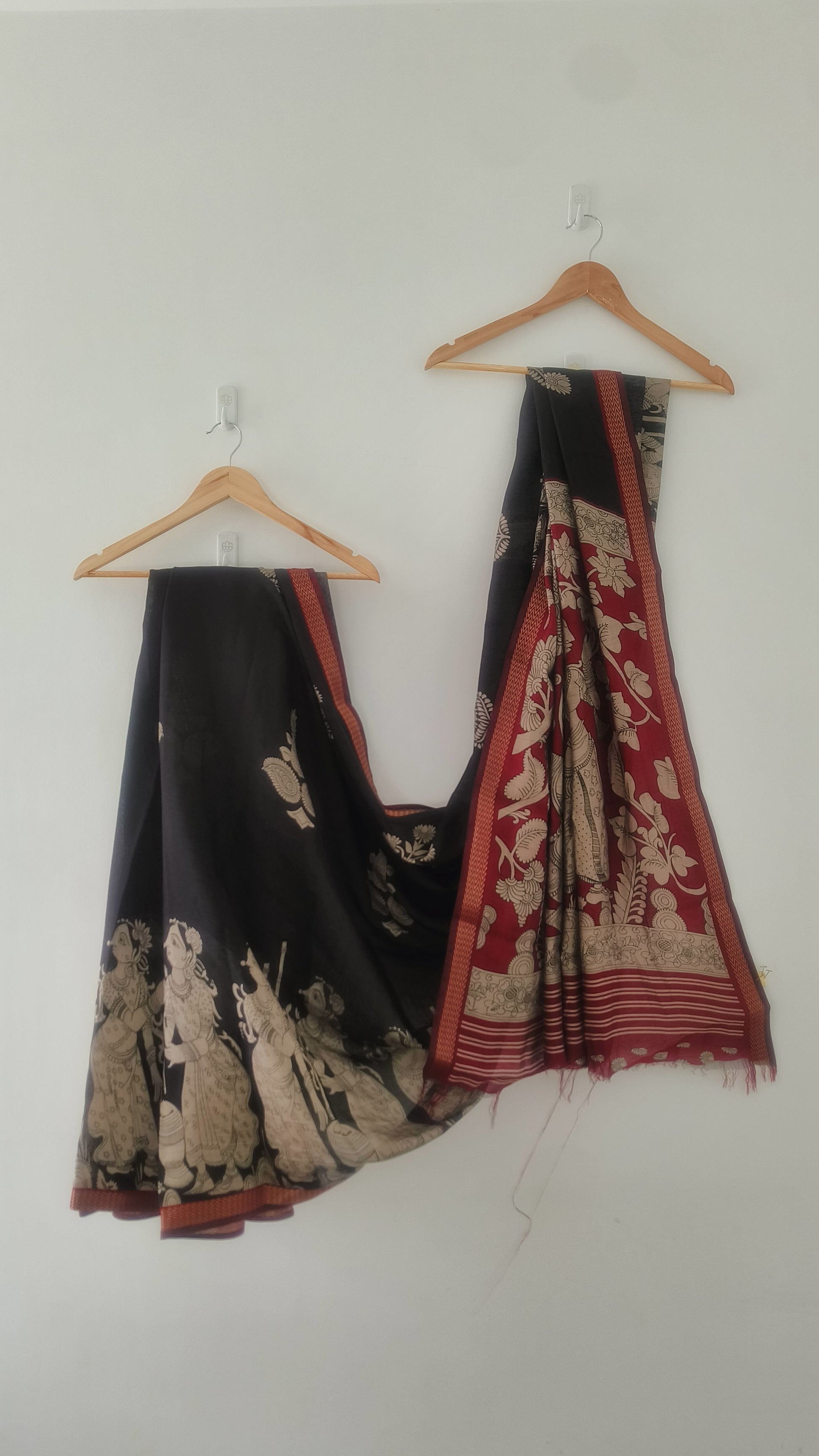 Kalamkari Black Mashru Silk Saree