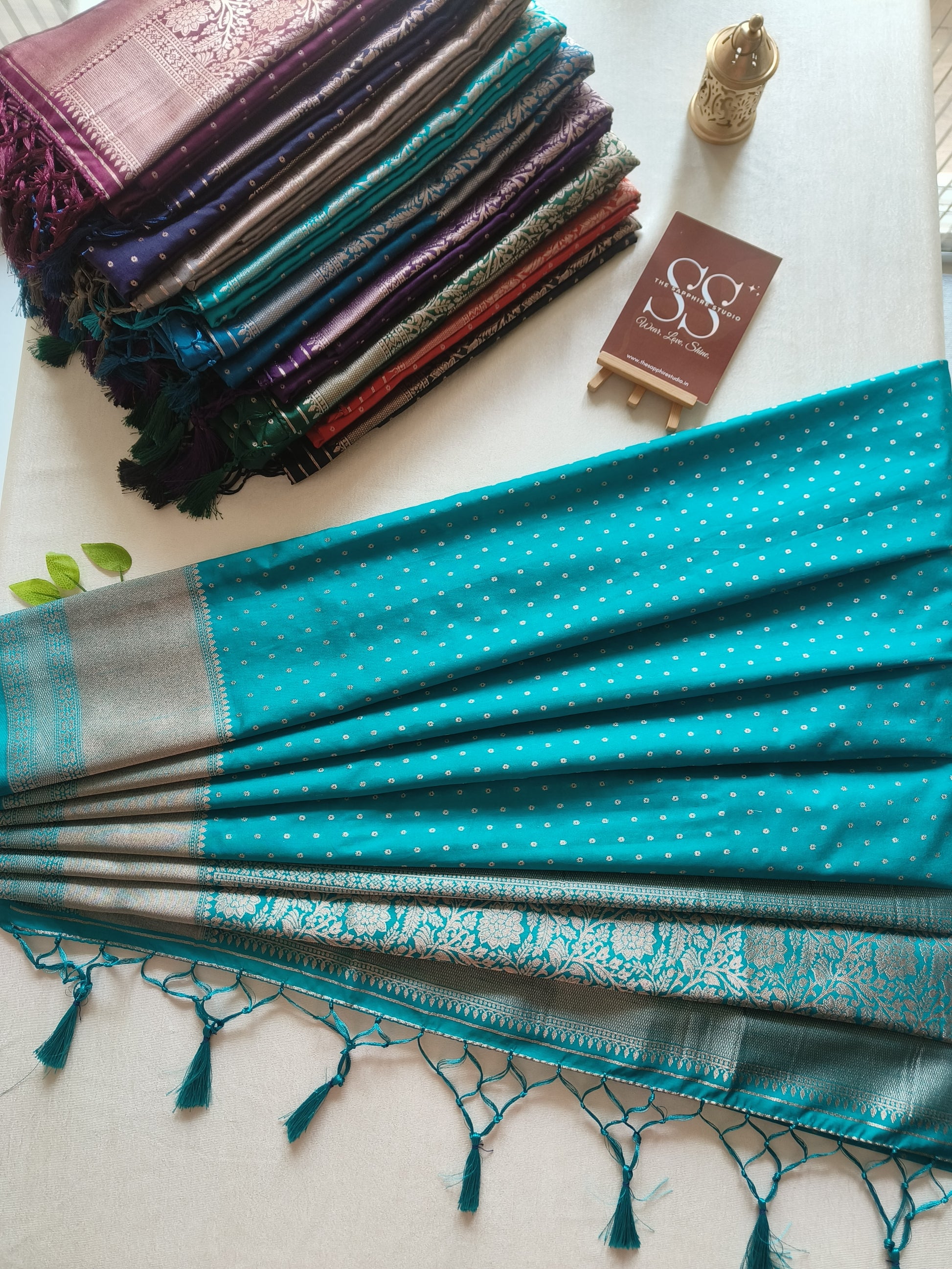 Kanchipuram Fancy Saree – Teal Blue – Silver Zari Work