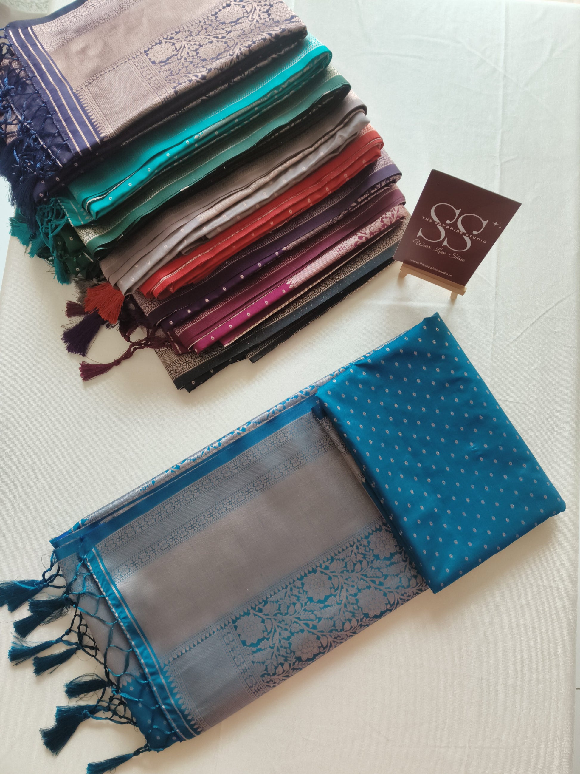 Kanchipuram Fancy Saree – Sky Blue – Silver Zari Work