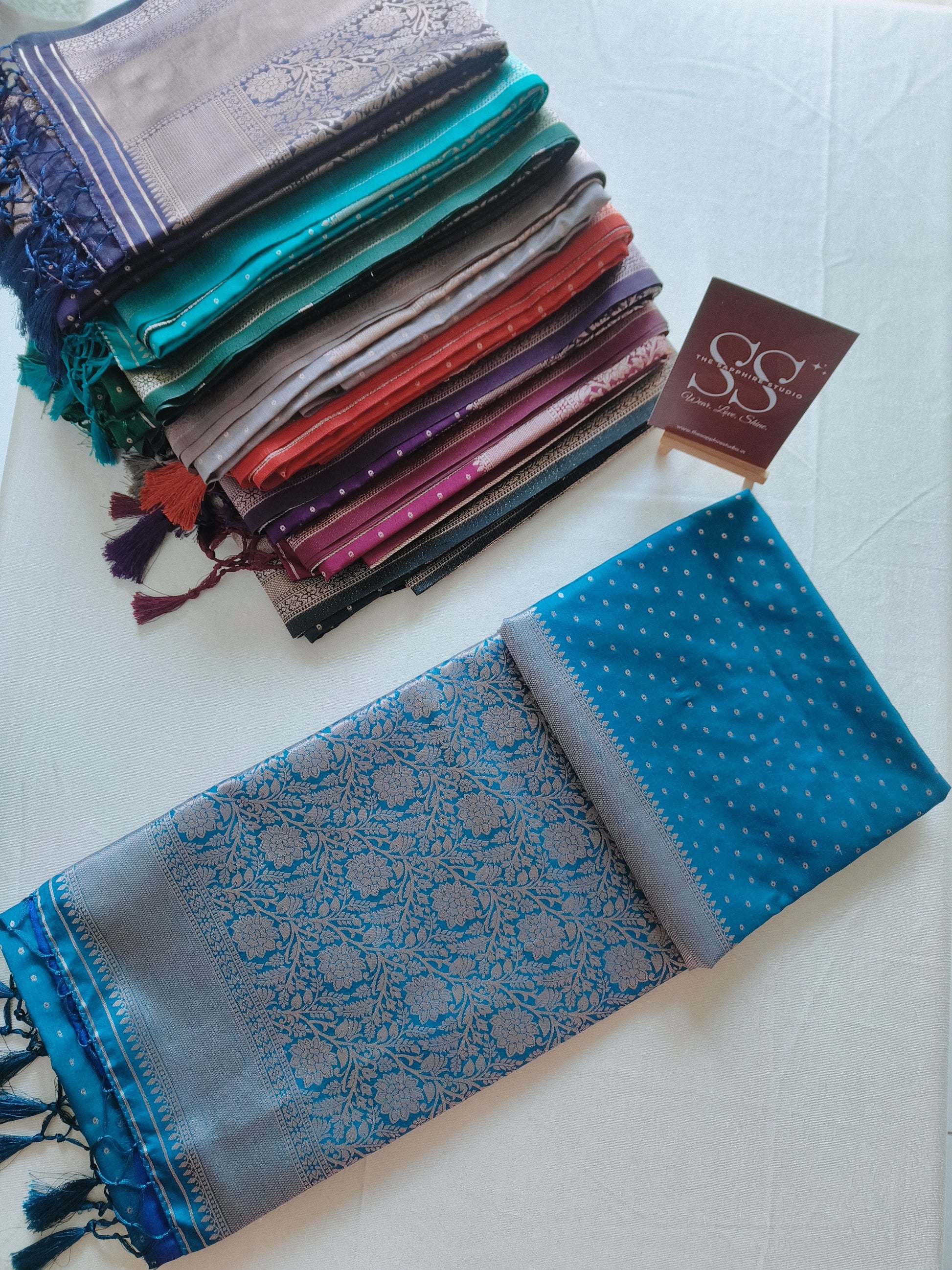 Kanchipuram Fancy Saree – Sky Blue – Silver Zari Work