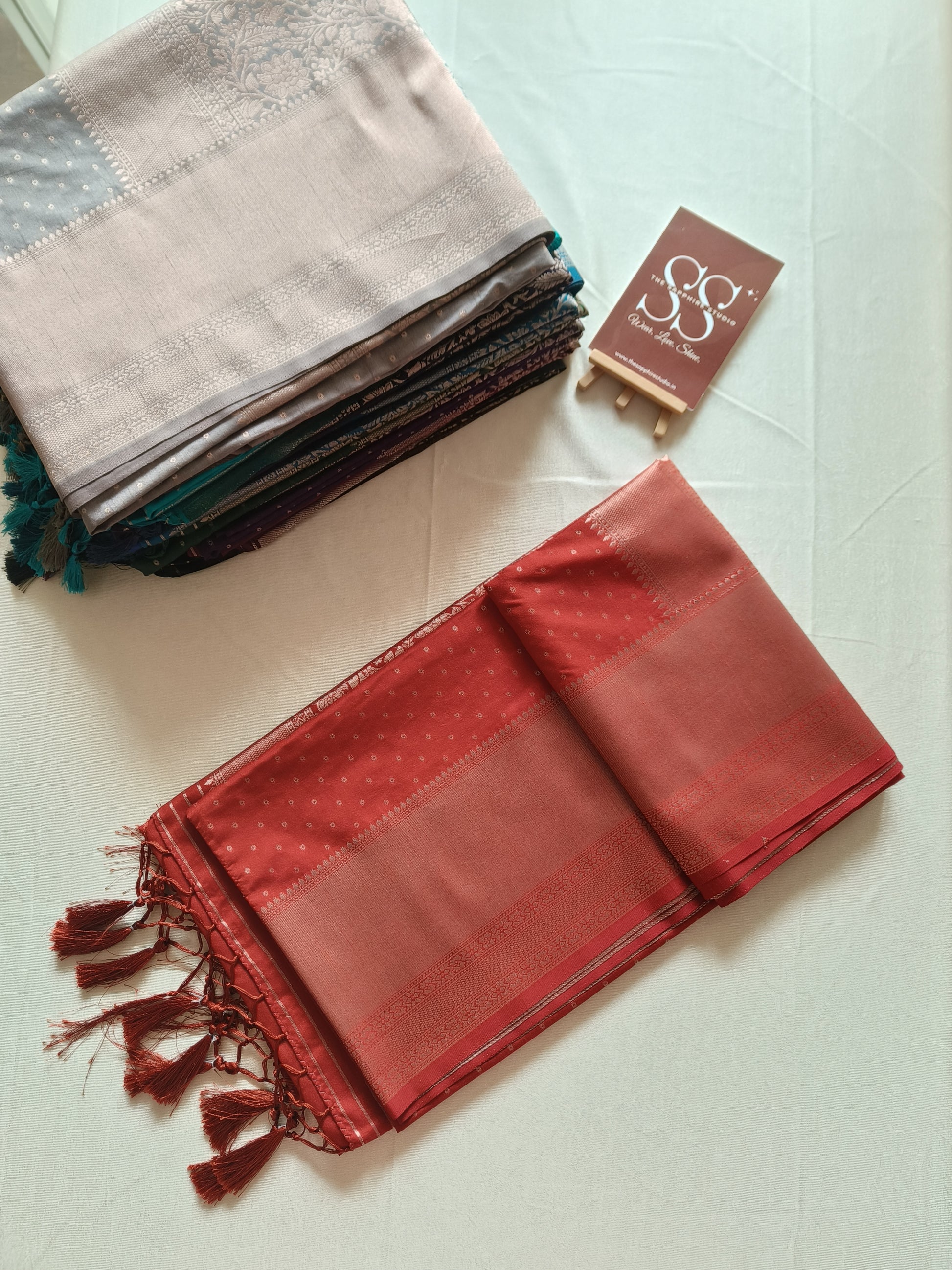 Kanchipuram Fancy Saree – Orange – Self Zari Weave