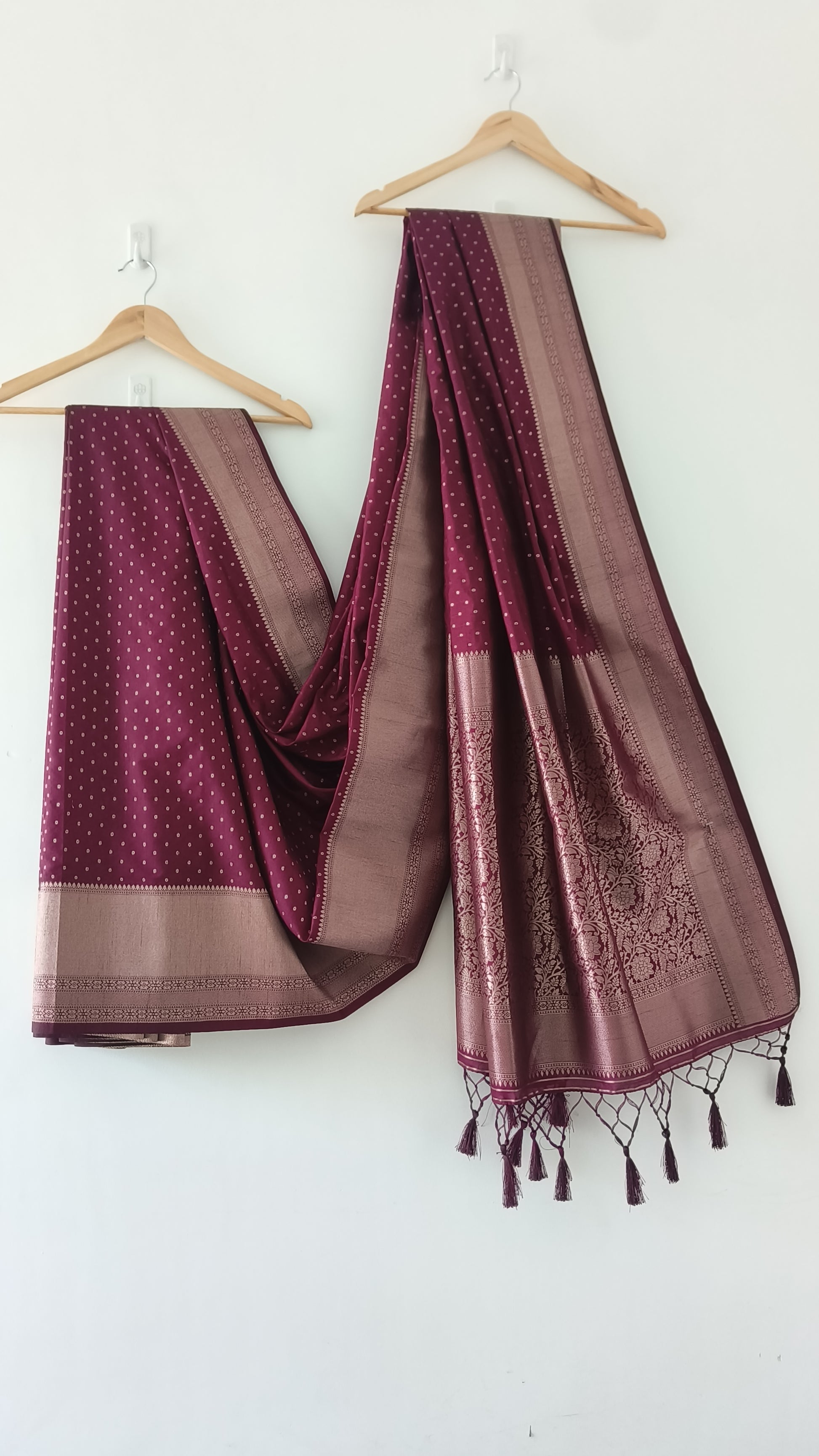 Kanchipuram Fancy Saree – Wine Magenta – Zari Weave