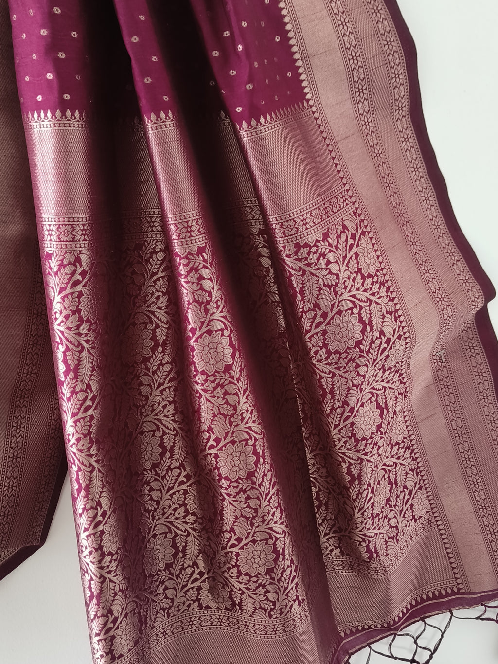 Kanchipuram Fancy Saree – Wine Magenta – Zari Weave