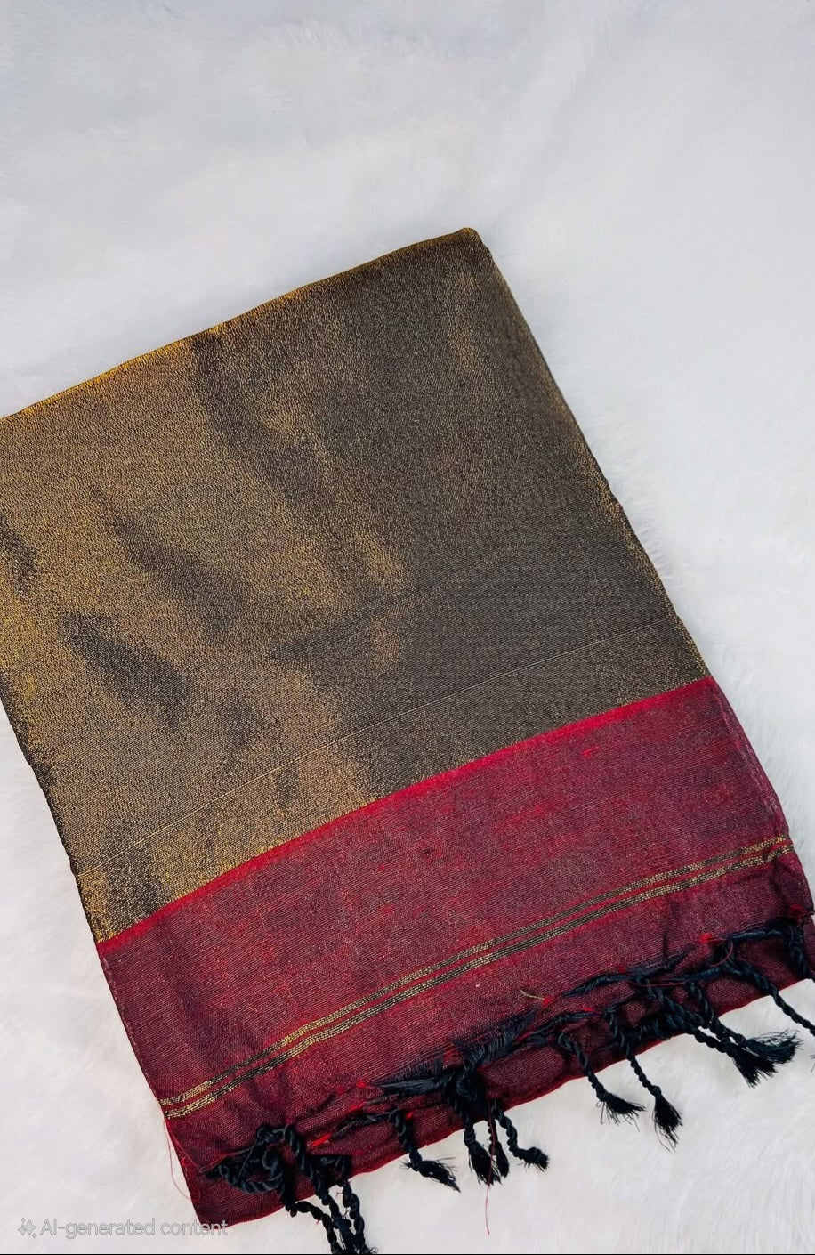 Deep maroon Khadi cotton saree