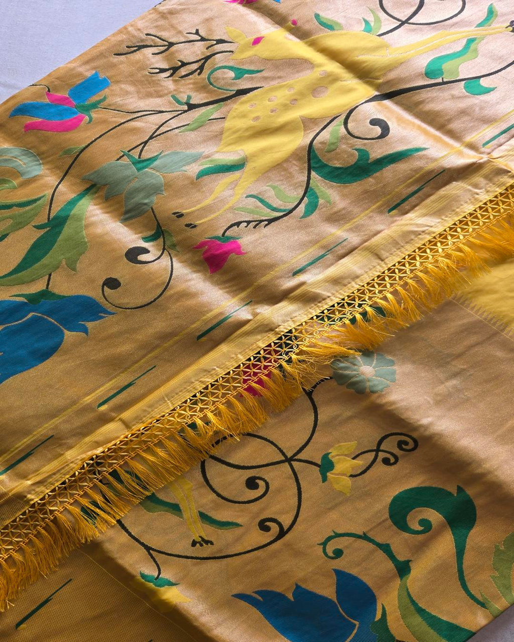 Golden Yellow Paithani Saree with Rich Border & Intricate Rich Pallu ✨