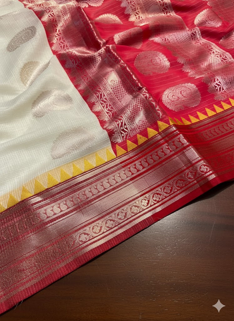 Kota check saree with a Ganga Jamuna border