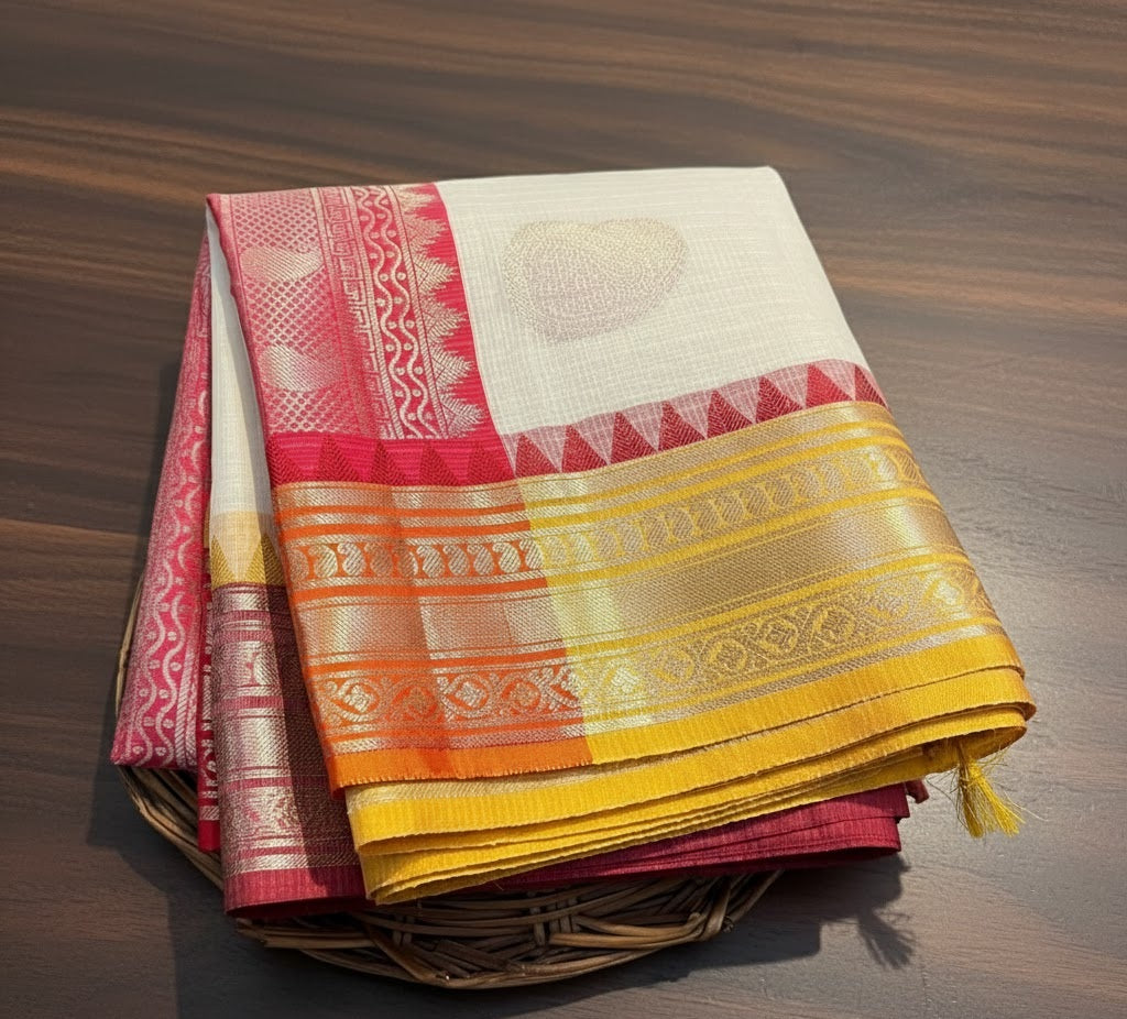Kota check saree with a Ganga Jamuna border