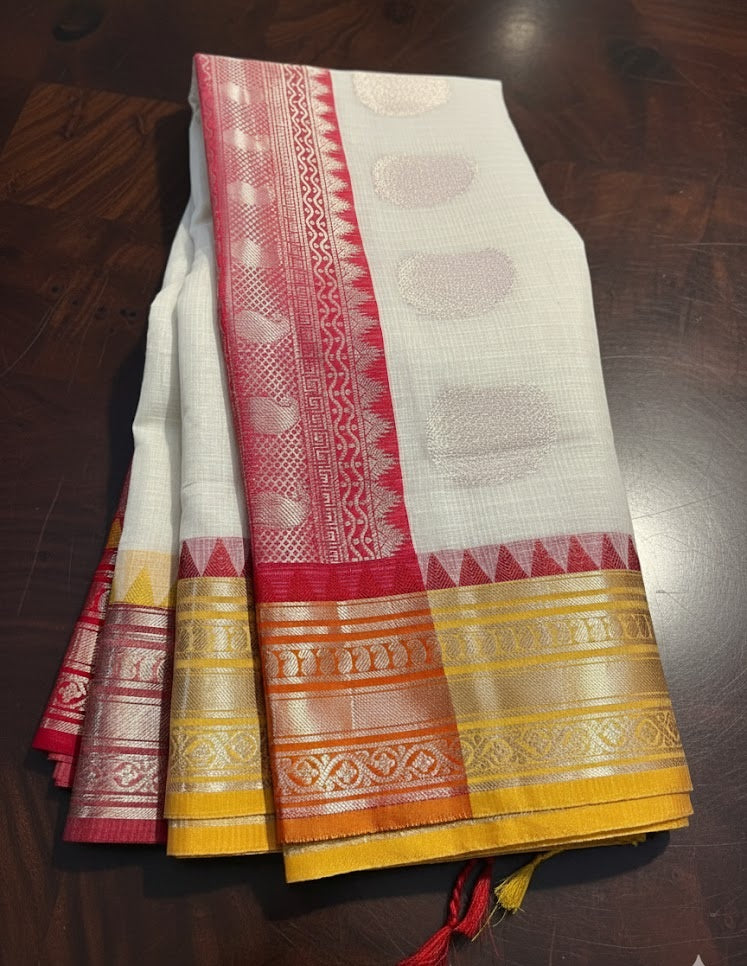 Kota check saree with a Ganga Jamuna border