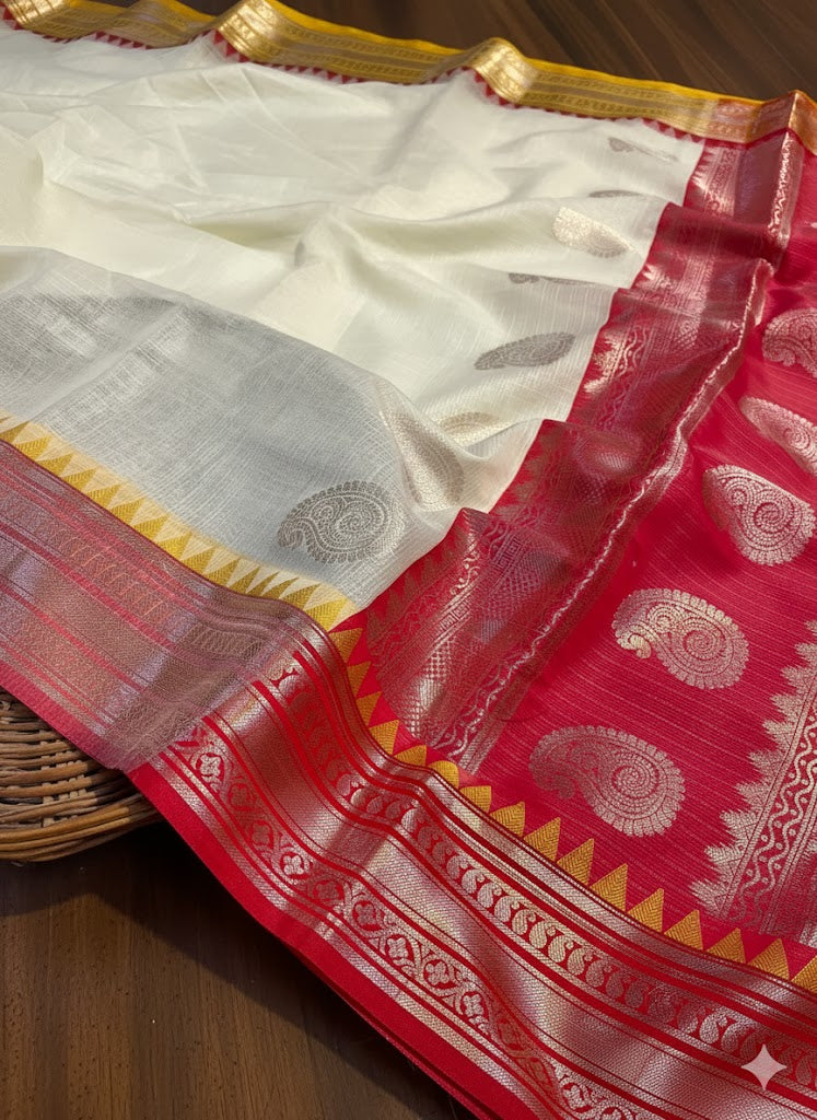 Kota check saree with a Ganga Jamuna border