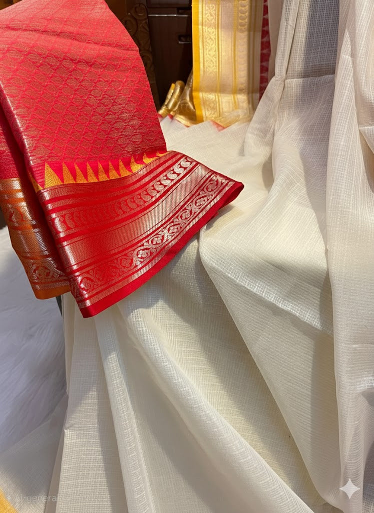 Kota check saree with a Ganga Jamuna border